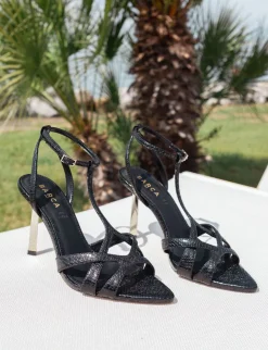 Sandali tacco 9cm pelle nero