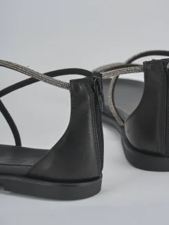 Sandali tacco 1cm pelle nero