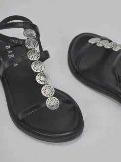 Sandali tacco 1cm pelle nero