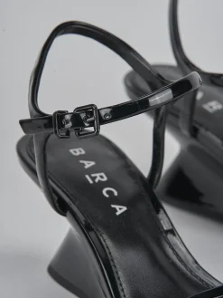 Sandali tacco 5cm pelle nero