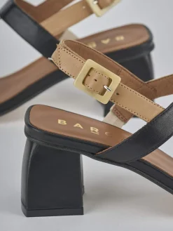 Sandali tacco 5cm pelle nero