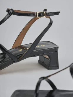 Sandali tacco 4cm pelle nero