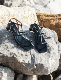 Sandali tacco 4cm pelle nero