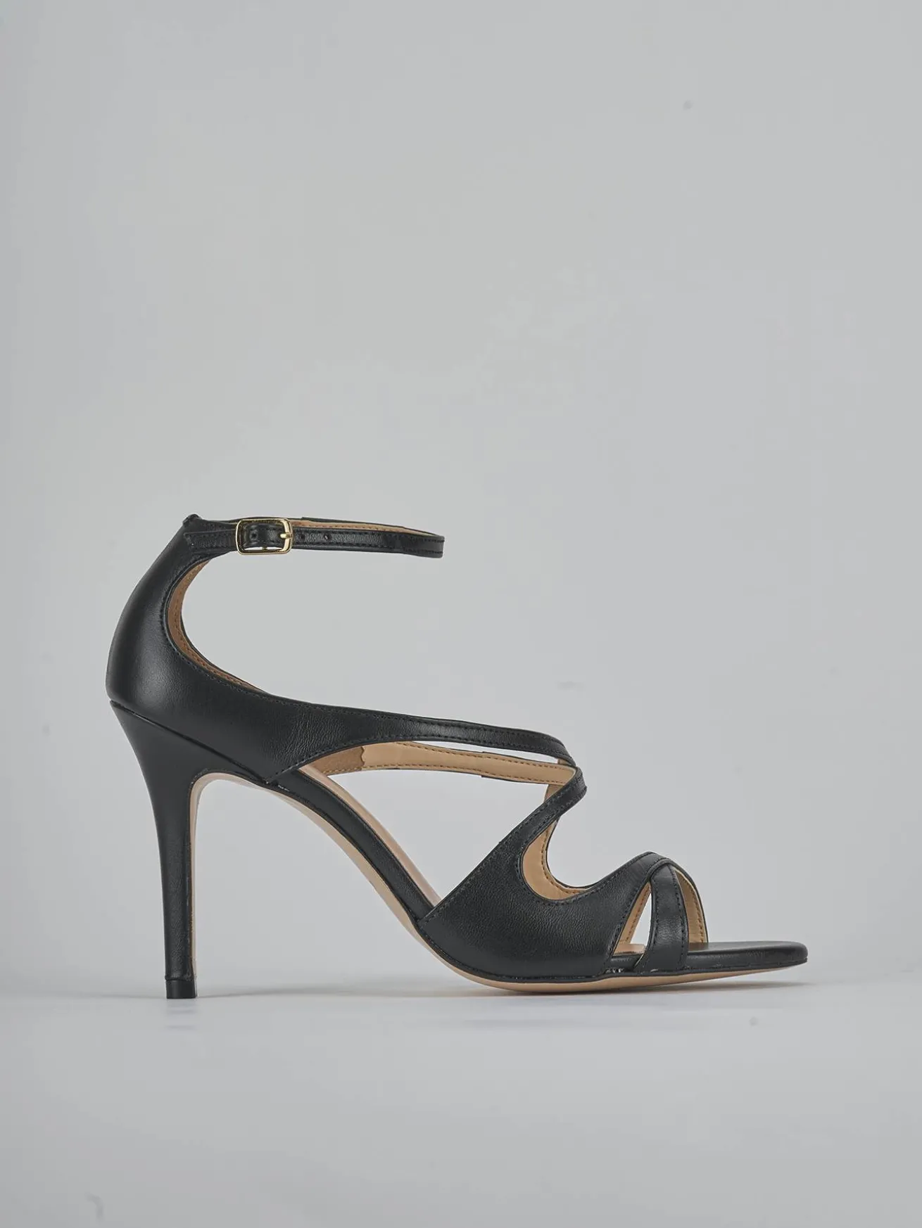 Sandali tacco 9cm pelle nero