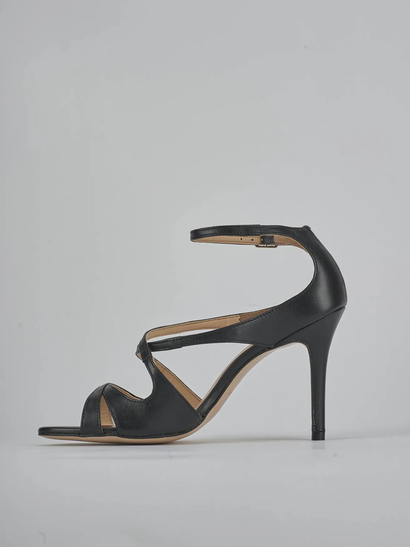 Sandali tacco 9cm pelle nero