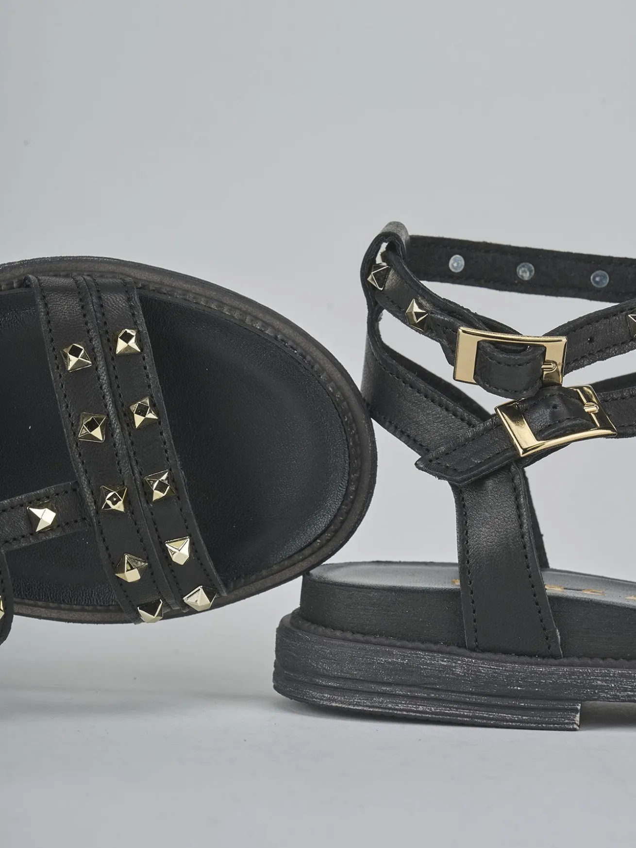 Sandali tacco 2cm pelle nero