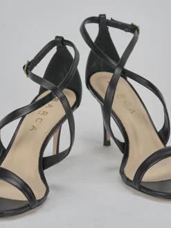 Sandali tacco 7cm pelle nero