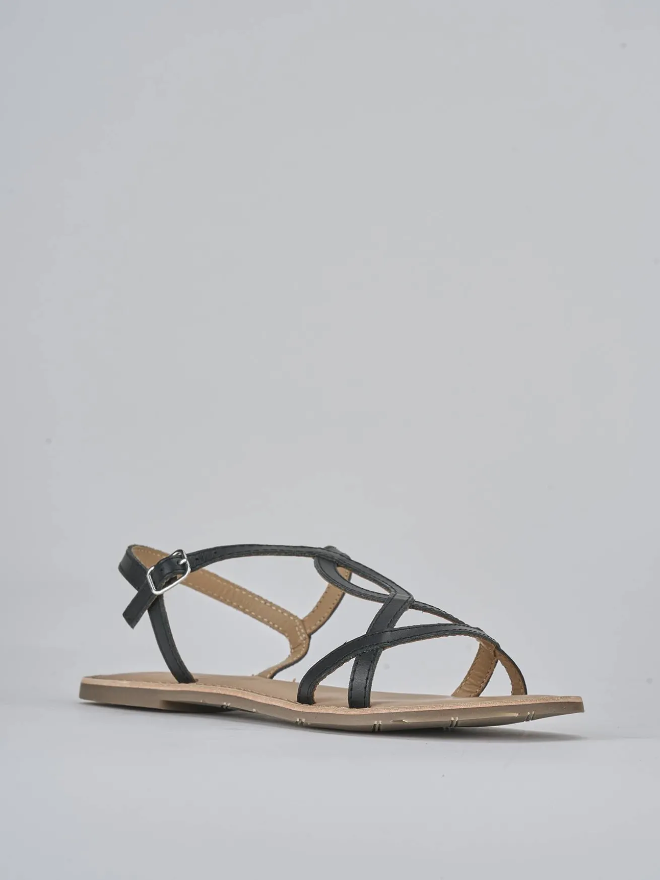 Sandali tacco 1cm pelle nero