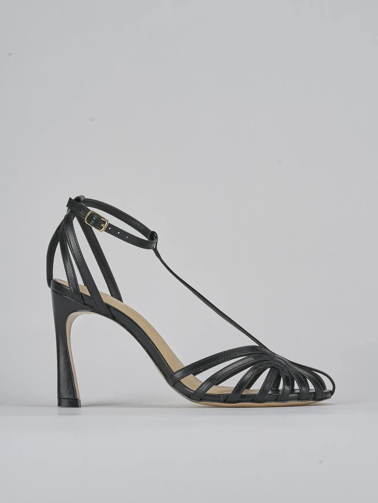 Sandali tacco 9cm pelle nero