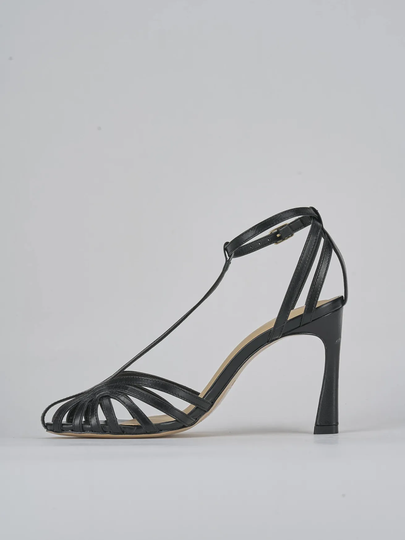 Sandali tacco 9cm pelle nero