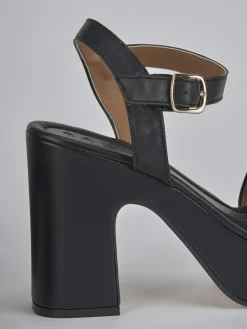 Sandali tacco 9cm pelle nero