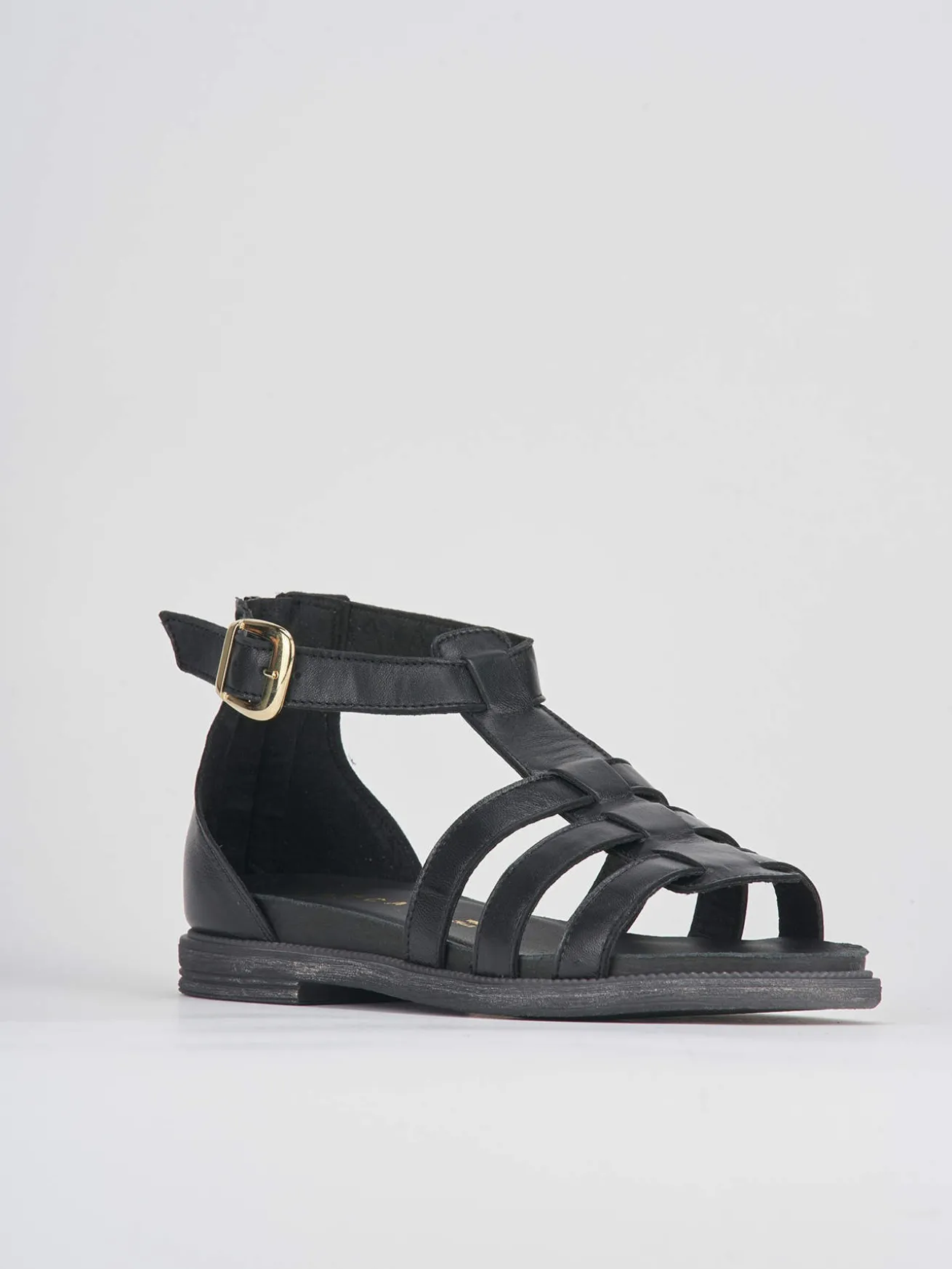 Sandali tacco 1cm pelle nero