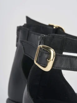 Sandali tacco 1cm pelle nero