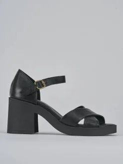 Sandali tacco 7cm pelle nero