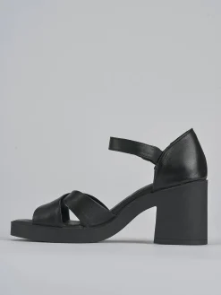 Sandali tacco 7cm pelle nero