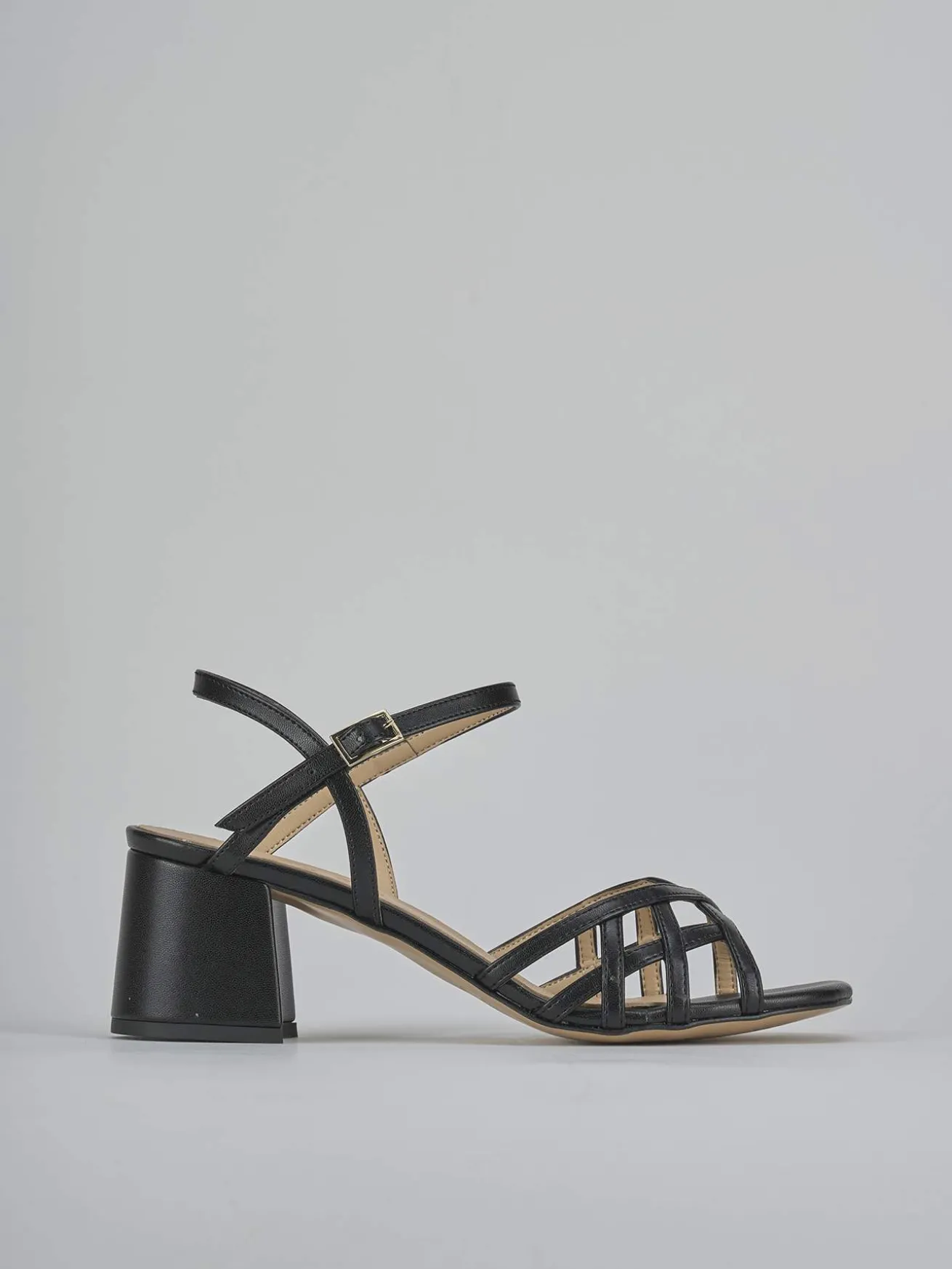 Sandali tacco 5cm pelle nero