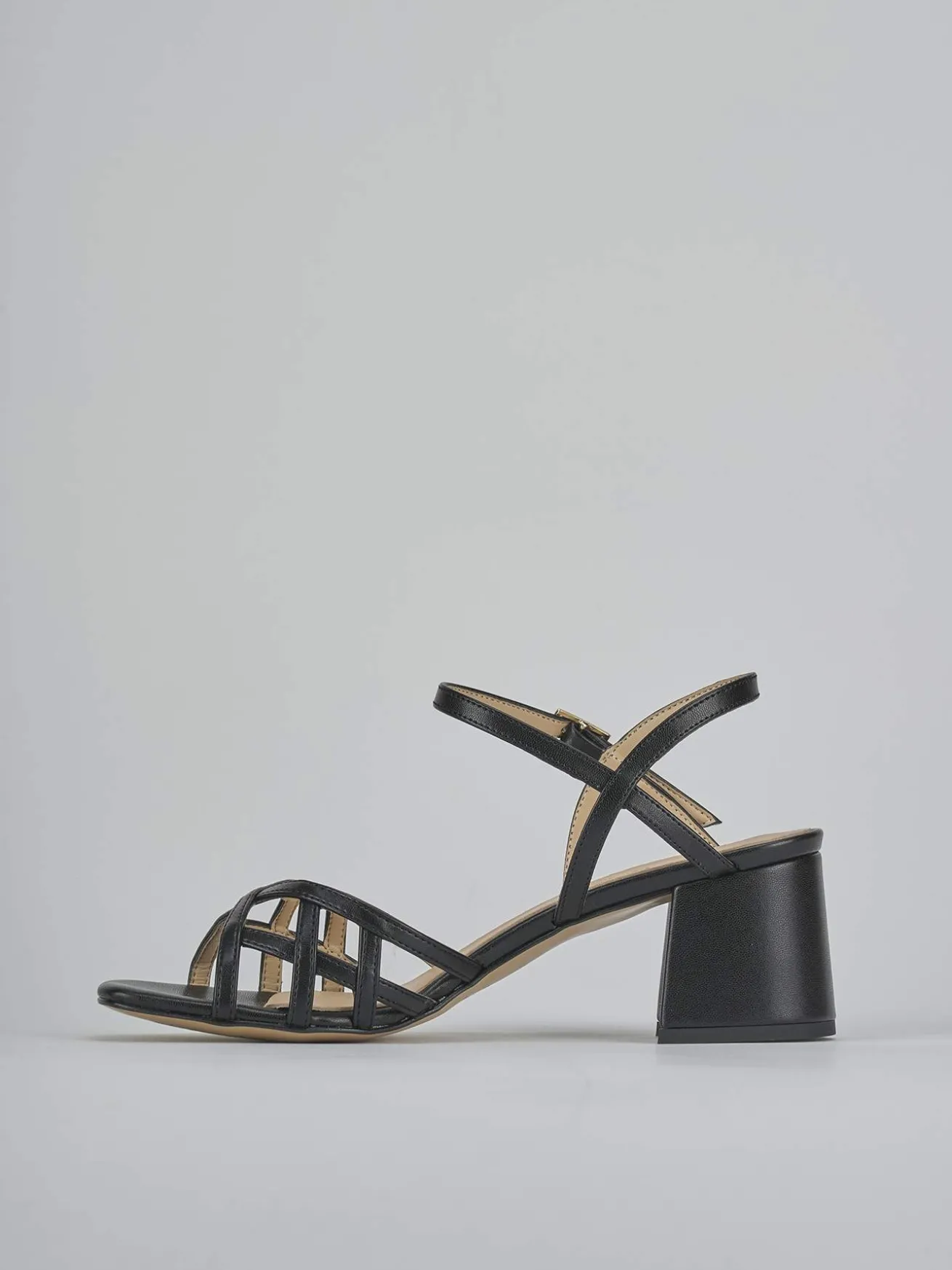 Sandali tacco 5cm pelle nero