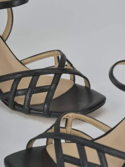 Sandali tacco 5cm pelle nero