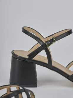 Sandali tacco 5cm pelle nero