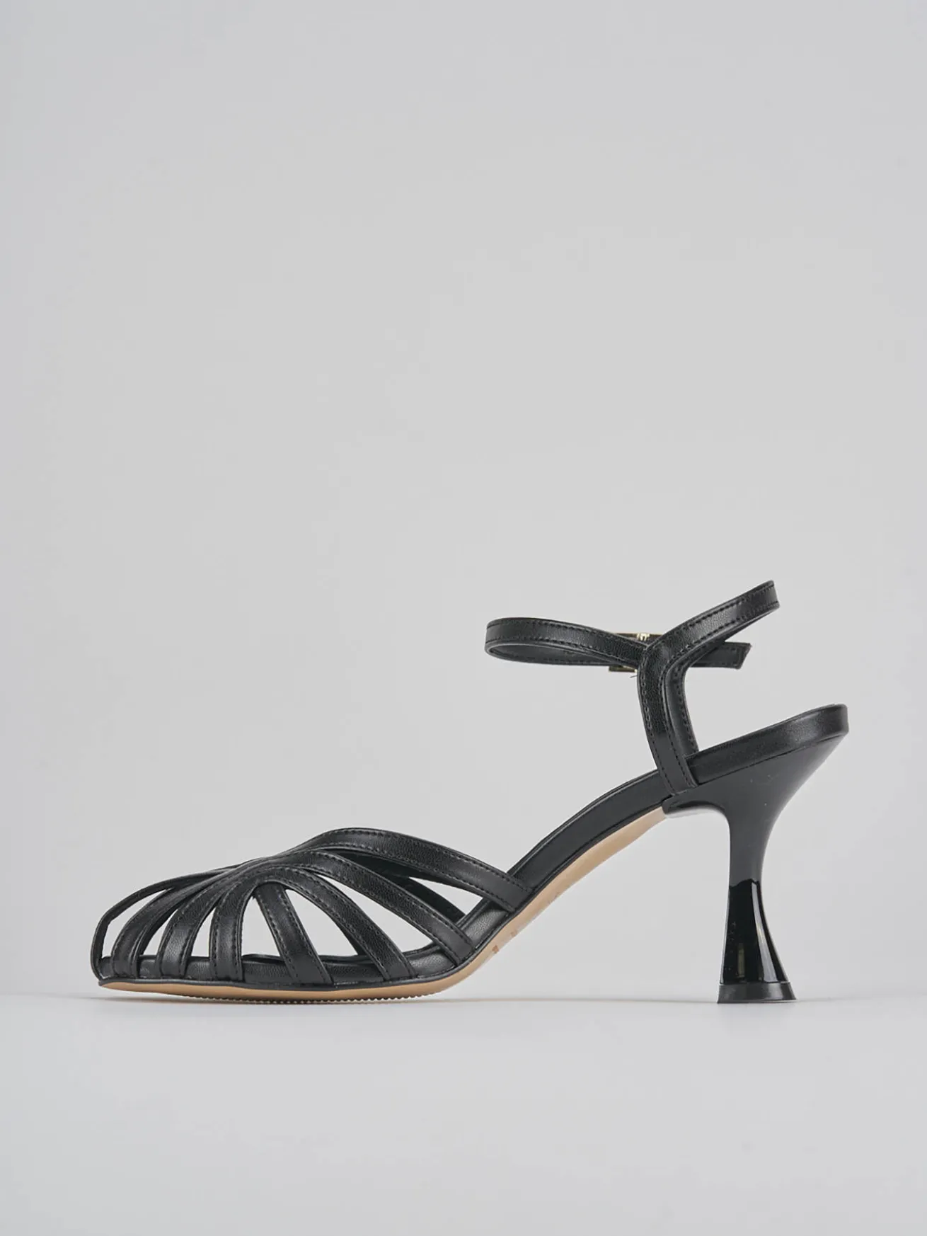 Sandali tacco 6cm pelle nero