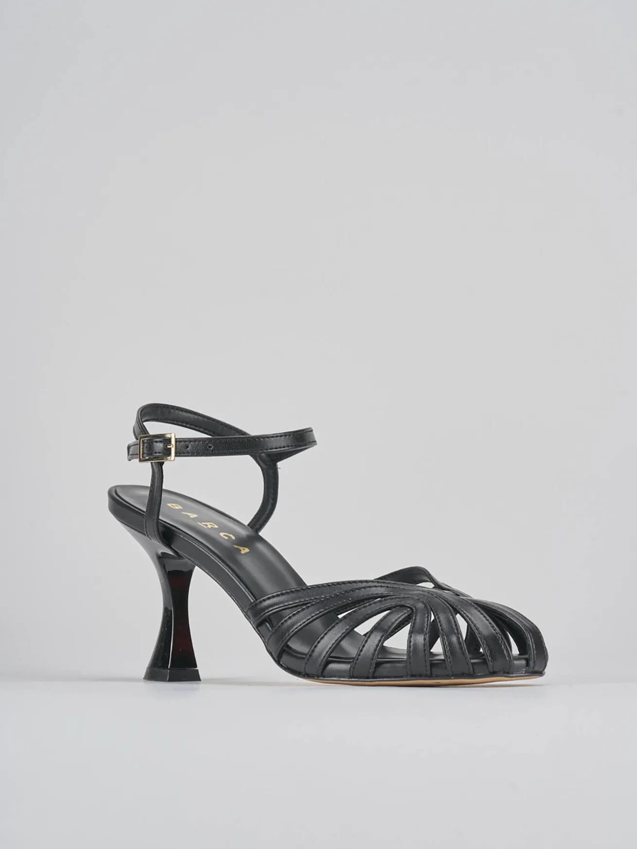 Sandali tacco 6cm pelle nero