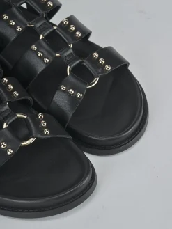 Sandali tacco 1cm pelle nero