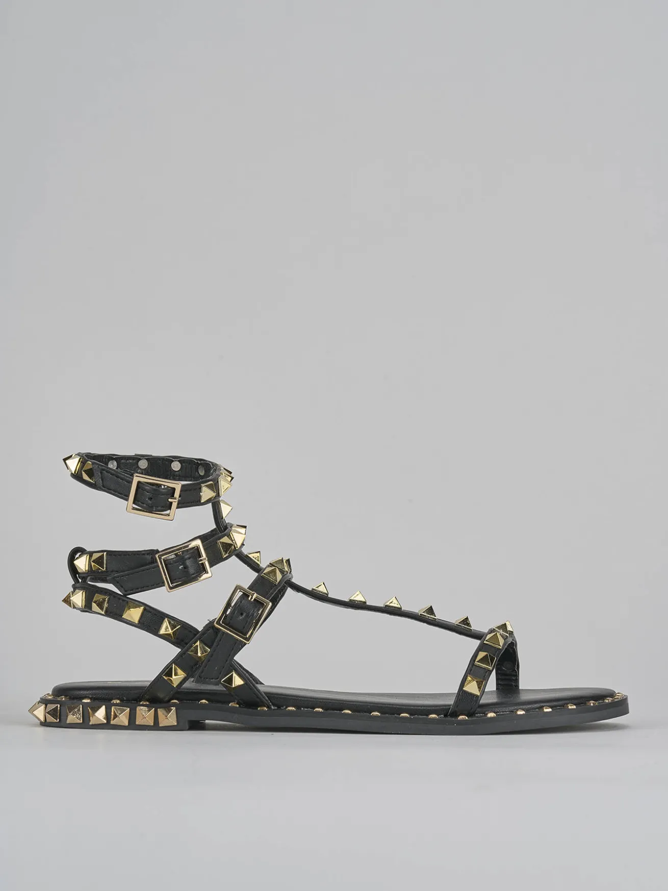 Sandali tacco 1cm pelle nero