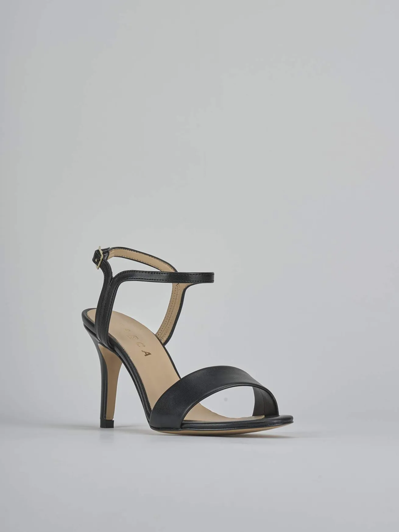 Sandali tacco 7cm pelle nero