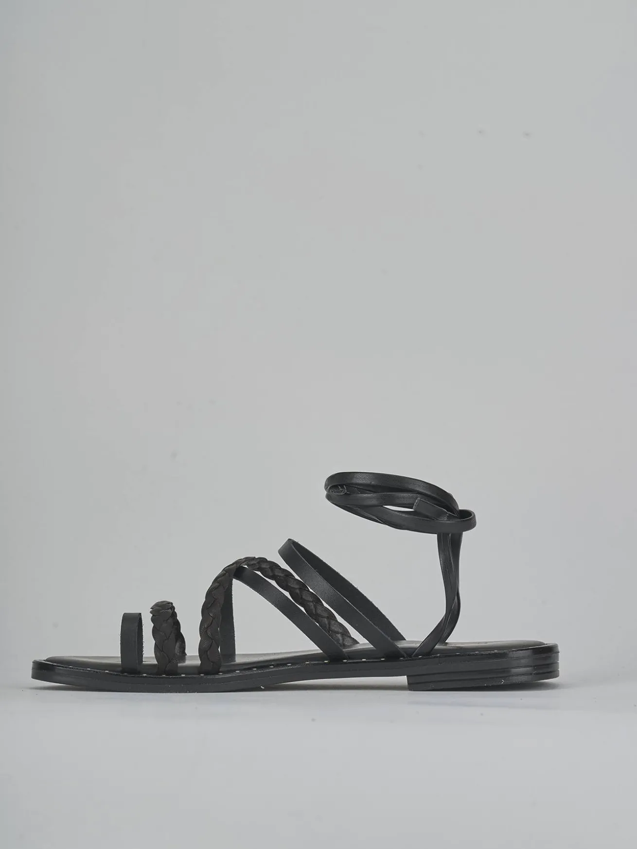 Sandali tacco 1cm pelle nero