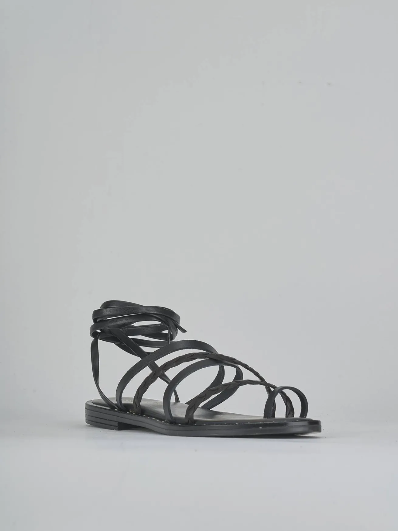 Sandali tacco 1cm pelle nero