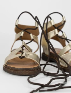 Sandali tacco 2cm pelle oro