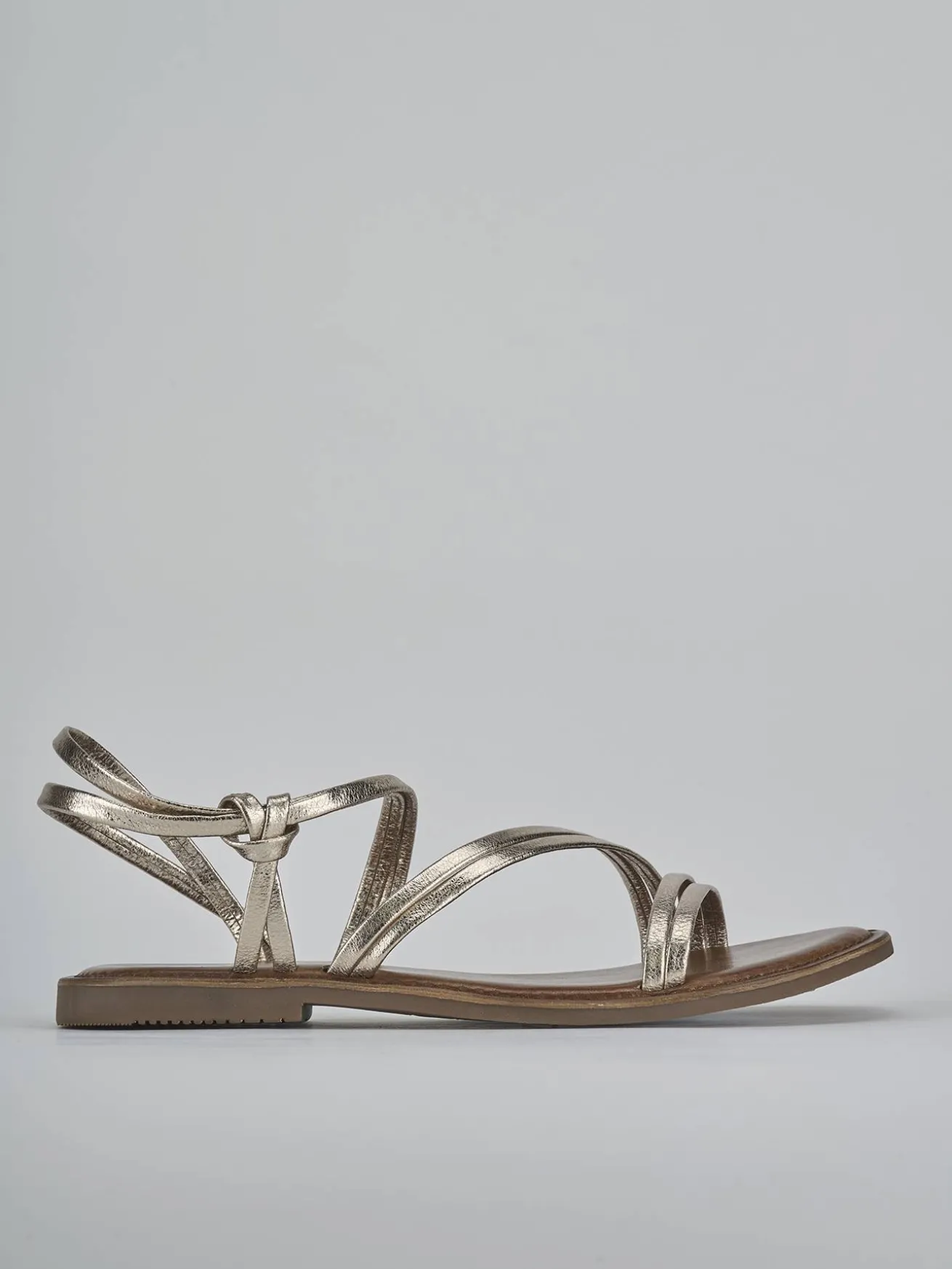 Sandali tacco 1cm pelle oro