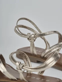 Sandali tacco 1cm pelle oro