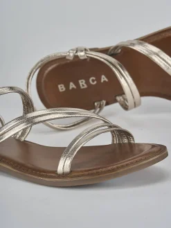 Sandali tacco 1cm pelle oro