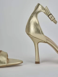 Sandali tacco 9cm pelle oro