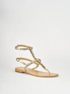 Sandali tacco 1cm pelle oro