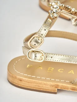 Sandali tacco 1cm pelle oro