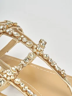 Sandali tacco 1cm pelle oro