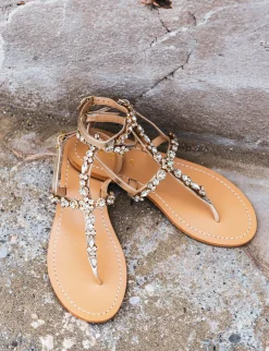 Sandali tacco 1cm pelle oro