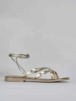 Sandali tacco 1cm pelle oro