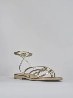 Sandali tacco 1cm pelle oro