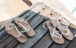 Sandali tacco 1cm pelle oro