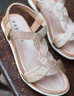 Sandali tacco 1cm pelle oro