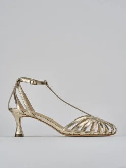 Sandali tacco 5cm pelle oro