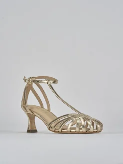 Sandali tacco 5cm pelle oro