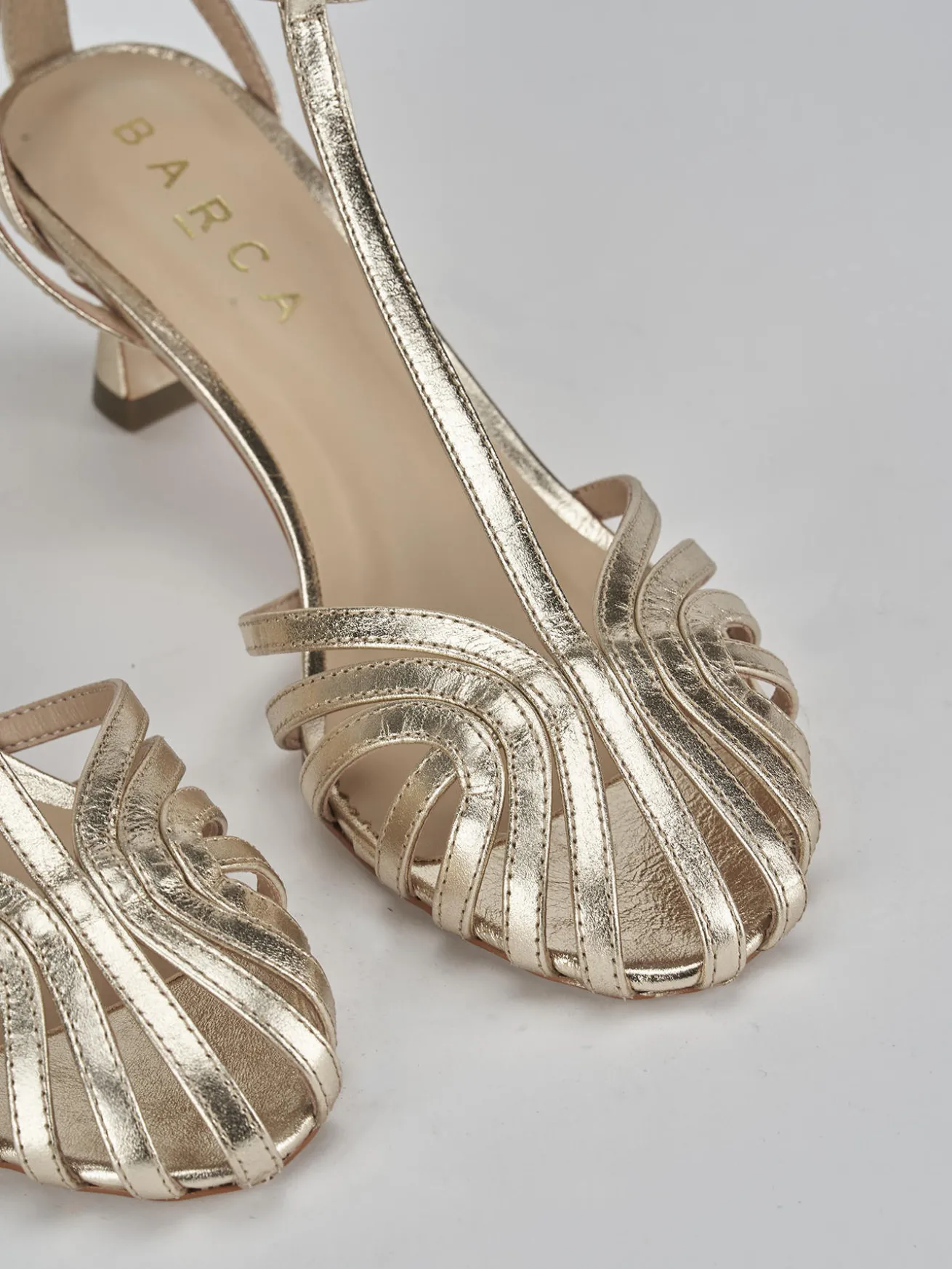 Sandali tacco 5cm pelle oro