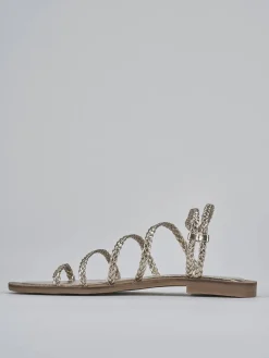 Sandali tacco 1cm pelle oro