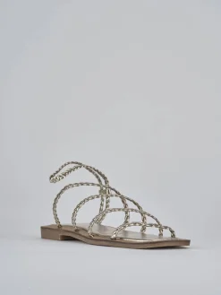 Sandali tacco 1cm pelle oro