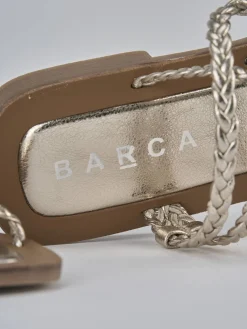 Sandali tacco 1cm pelle oro