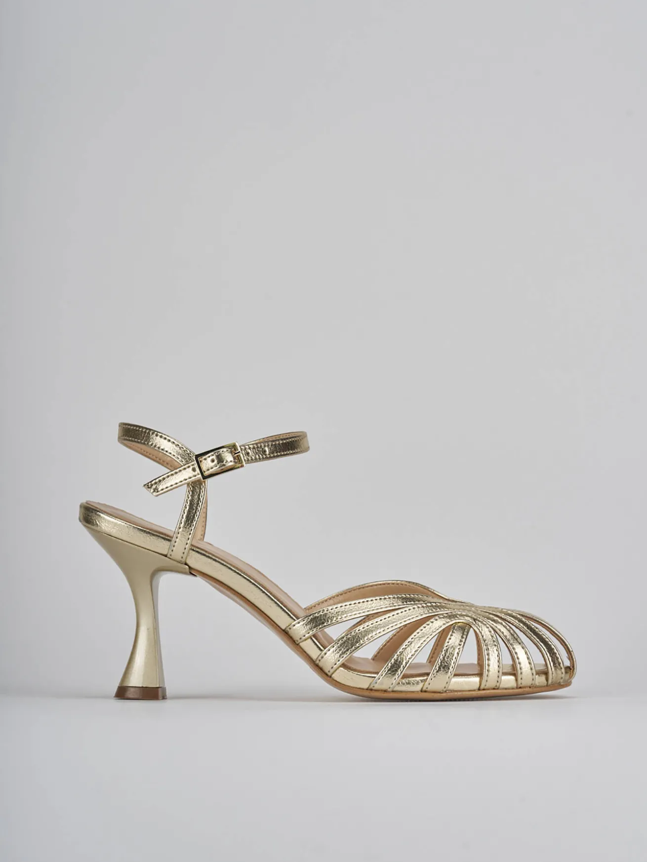 Sandali tacco 6cm pelle oro